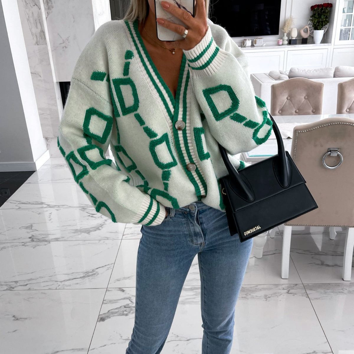 Etta | Graphic Knit Batwing Cardigan