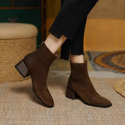 Margot – Suede Mid-Heel Retro Martin Boots for Women