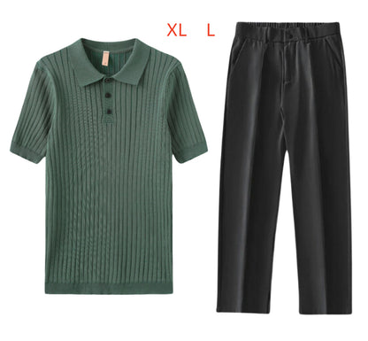 Adrian – Men’s Ice Silk Draped Straight-Leg Suit Trousers