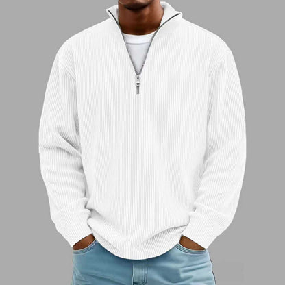 Evan – Corduroy Half-Zip Stand Collar Sweatshirt