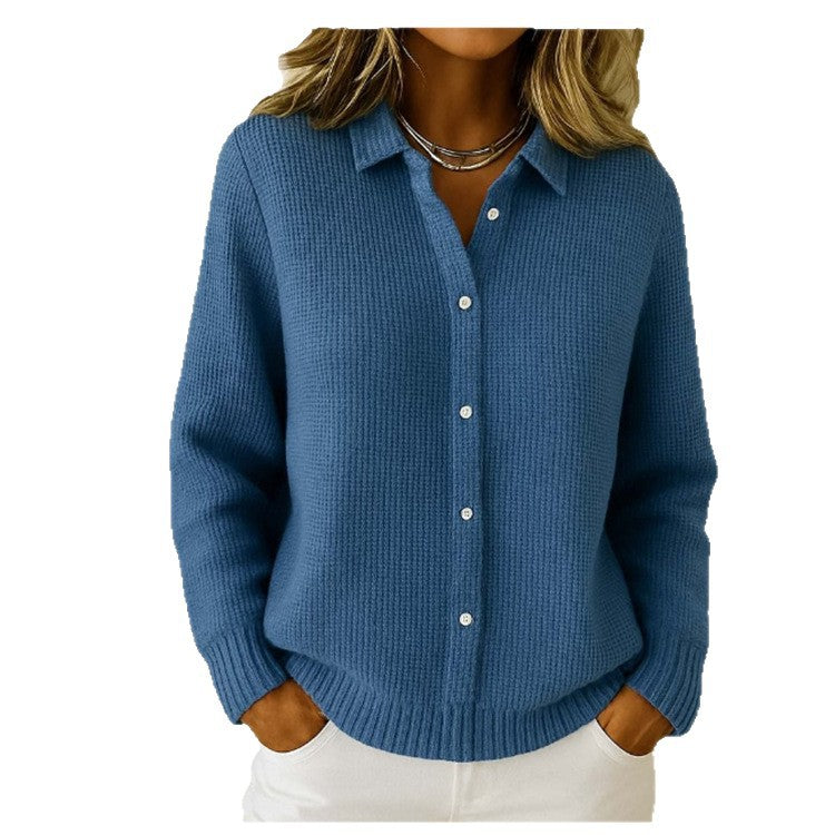 Luna – Women’s Button-Up Knitted Lapel Cardigan Sweater