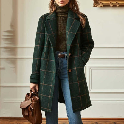 Rowan – Plaid Mid-Length Lapel Jacket