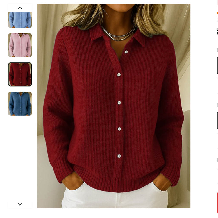 Luna – Women’s Button-Up Knitted Lapel Cardigan Sweater