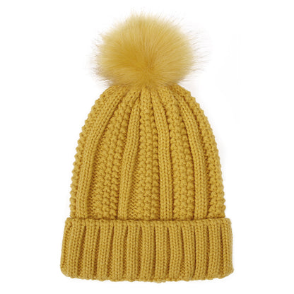 Aria – Winter Knitted Faux Fur Pom Pom Beanie Hat