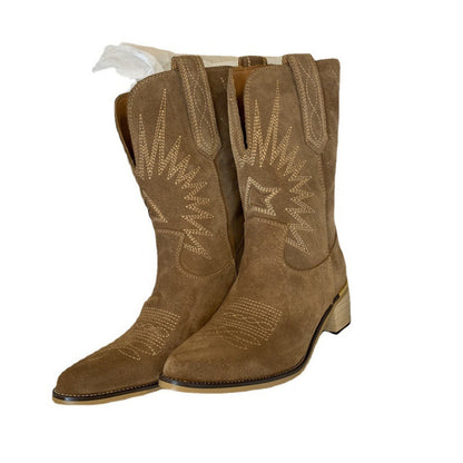 Vera – V-Shaped Mid-Calf Pointed Toe Suede Boots