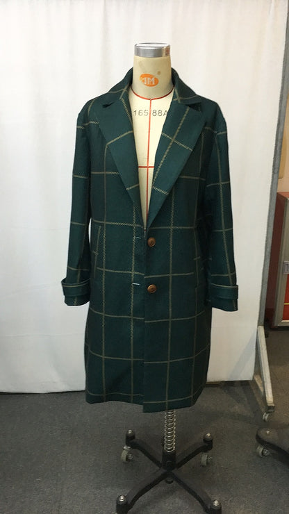 Rowan – Plaid Mid-Length Lapel Jacket